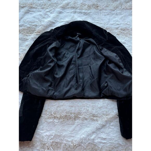 She Said Womens Black Cropped Velveteen Y2K Casual Professional Stylish Blazer 0 - Picture 2 of 8